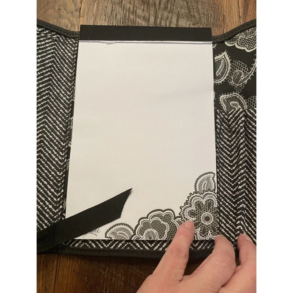 Thirty One Fold And Go Organizer With Notepad Black Botanical Lace